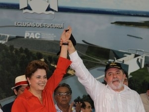 Presidente Lula e a presidente eleita Dilma Rousseff durante cerimnia na Usina Hidreltrica de Tucuru (PA).