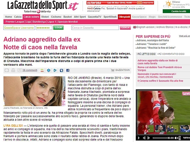 Gazzeta dello Sport publica nota sobre o caso
