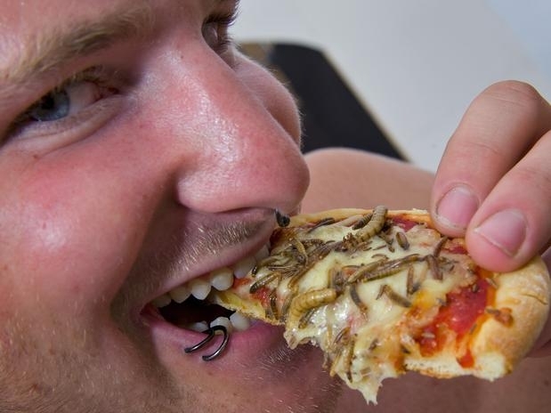 A pizza com larvas foi destaque em um festival na cidade sua de Nyon