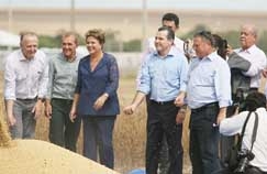 Presidente Dilma Rousseff (PT) esteve ontem (11) em Lucas do Rio Verde, onde participou do lanamento da colheita de gros deste ano