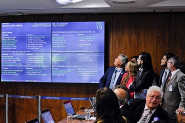 Senadores da Comisso de Constituio e Justia (CCJ) durante a aprovao de projeto que reconhece unies homossexuais no Brasil (Edilson Rodrigues/Ag. Senado)
