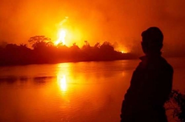 Incndio na regio de Pocon, no ano passado: bioma sofreu muita destruio