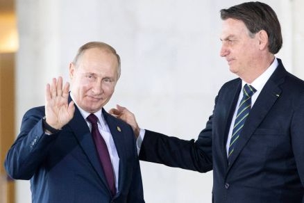 Os presidentes Vladimir Putin e Jair Bolsonaro
