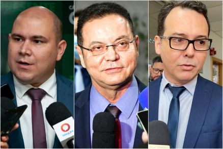 Os pr-candidatos a prefeito de Cuiab Eduardo Botelho (centro), Ablio Brunini e Ldio Cabral