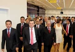 O governador Silval Barbosa (PMDB) participou ontem da inaugurao do puxadinho do aeroporto Marechal Rondon