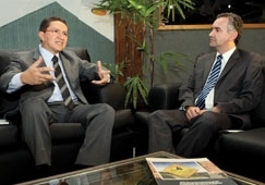 Os presidentes do TCE, Valter Albano, e do Ibraop, Pedro Paulo Piovesan, alertam sobre o sistema RDC