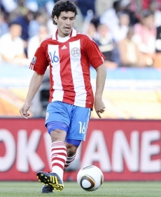 Cristian Riveros em a��o pela sele��o do Paraguai