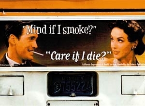 Cartaz antifumo de 1997, em nibus de Los Angeles