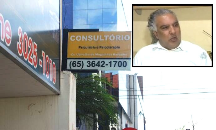O consultrio do mdico Ubiratan (destaque), que, agora, diz que  vtima de uma suposta armao