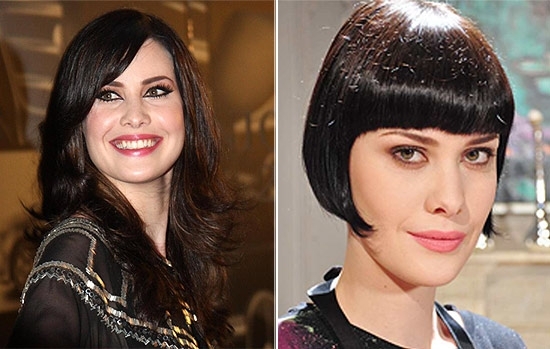 A atriz Mayana Moura, que apareceu nesta quinta-feira com cabelos longos ap�s fim de 