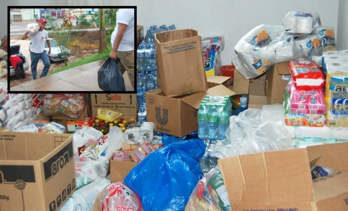 Alimentos doados so entregues na sede da Cruz Vermelha, na Av. do CPA, em Cuiab