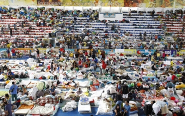 Desabrigados esto no ginsio poliesportivo da cidade, conhecido como Pedro