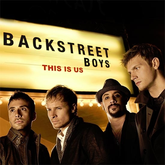 Integrantes da banda Backstreet Boys; AJ McLean  o terceiro da esquerda para a direita