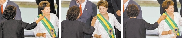 Afastada aps suspeita de trfico de influncia na Casa Civil, a ex-ministra Erenice Guerra cumprimenta a presidente Dil