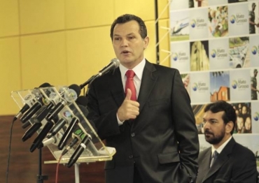 Silval Barbosa durante cerimnia de posse como governador. No evento, empossou seus secretrios