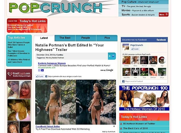 A atriz Natalie Portman em cena do trailer do filme antes (� esq.) e ap�s (� dir.) de a imagem ser modificada