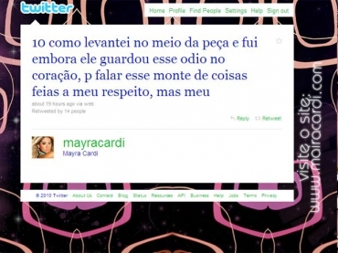 A ex-BBB diz que o reprter a odeia porque ela se levantou no meio de sua pea e foi embora por no achar engraada