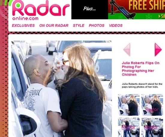 Julia Roberts ataca paparazzo que tentou tirar fotos de seus filhos durante passeio em Los Angeles