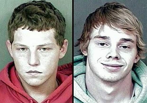 Kyle Blaine Corr (esq) e Jeffrey Chase Phillips invadiram delegacia.