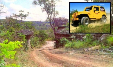 Trilha do local denominado Tope de Fita, onde o Troller (modelo no destaque) se acidentou 