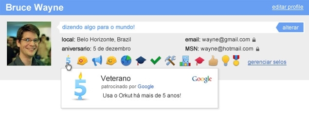 Perfil do Orkut com selos, nova funo divulgada nesta tera-feira
