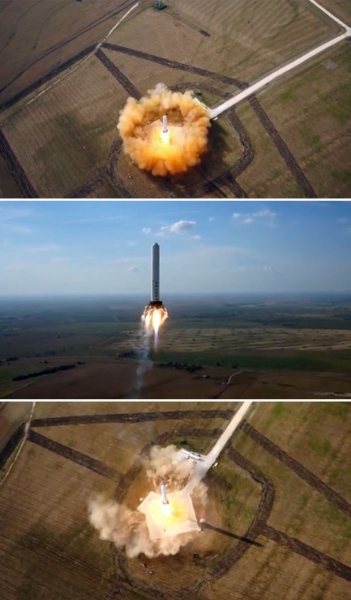 Sequncia de imagens mostra o foguete decolando,