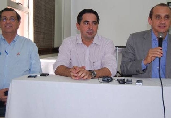 Jaime, Dal Bosco e Wilson Santos em coletiva na tarde de hoje