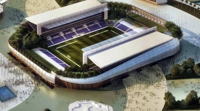 Maquete da futura Arena Multiuso do Verdo: Cuiab  a primeira a obter emprstimo federal