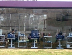 Ronaldo na sala de treino do Corinthians