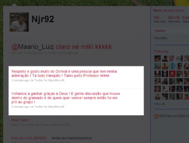 Neymar usa microblog para tentar explicar seu ato de indisciplina 
