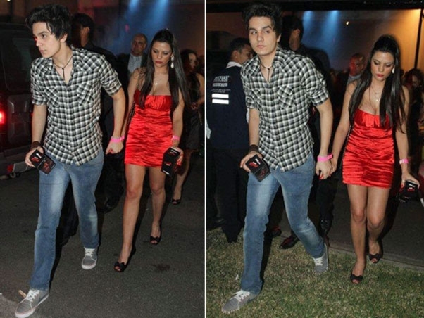 Luan Santana deixou a festa da premiao com participante de reality show