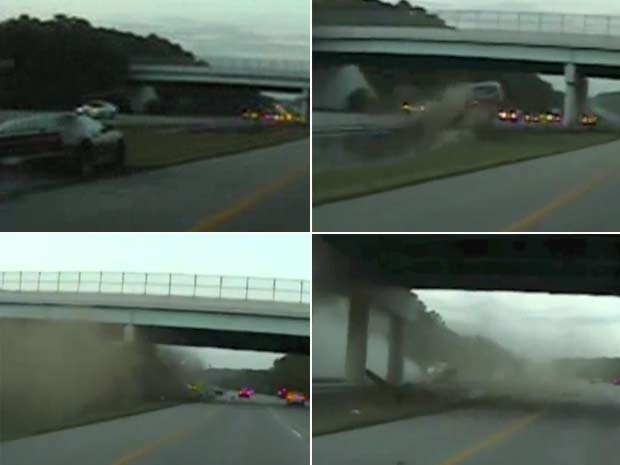 Cenas do vdeo que mostra o acidente com um carro a 160 km/h em estrada dos Estados Unidos.