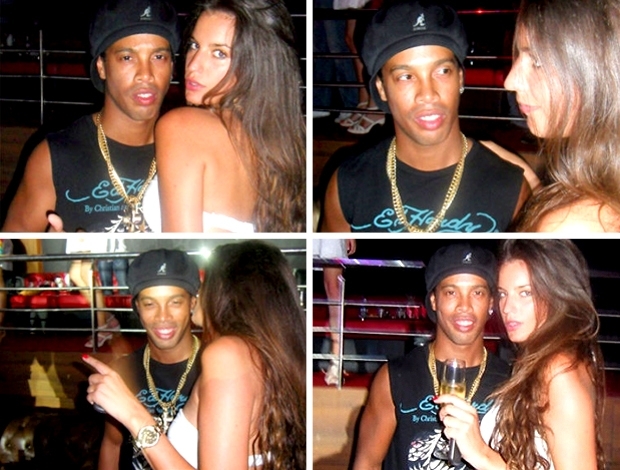 Ronaldinho Gacho ao lado da modelo Sanja