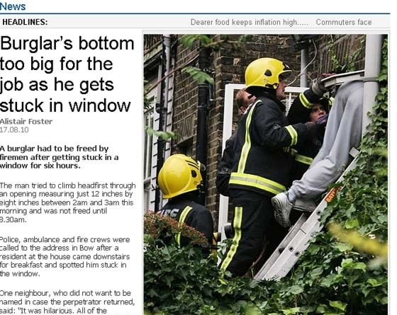 Ladro precisou ser resgatado pelos bombeiros.