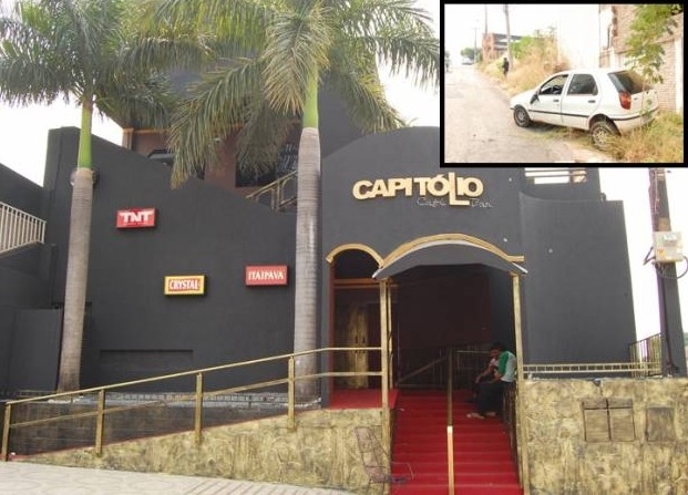 A Boate Capitlio, na parede as marcas dos tiros no destaque, o carro da vtima