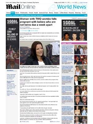 Mulher com dois teros engravida de bebs com uma semana de diferena