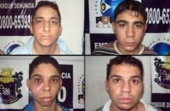 No destaque, os cinco integrantes da quadrilha presa ontem quando se preparava para arrombar um caixa eletrnico do BB