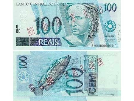 Nota do real, que chegou no momento de estabilizao econmica do pas, sem a inscrio Deus seja louvado