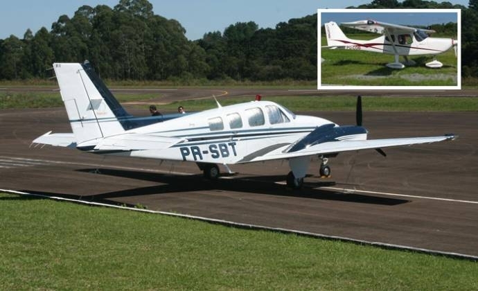 O Aerdromo de Canela (RS), de onde decolou o monomotor (modelo no destaque) com casal de cuiabanos