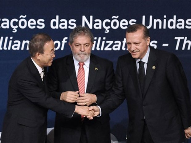 O secretrio-geral da ONU, Ban Ki-moon, o presidente Lula e o primeiro-ministro turco Recep Tayyip Erdogan