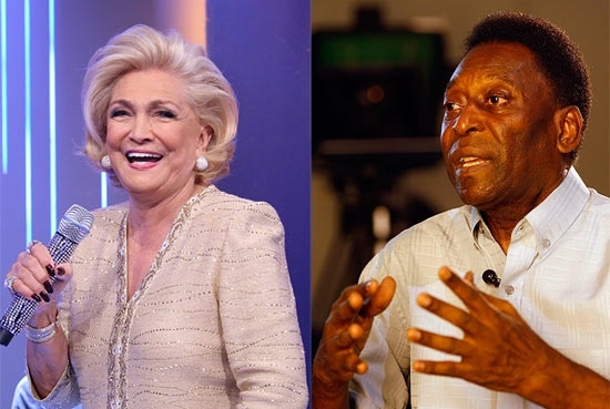 Hebe Camargo e o novo contratado do SBT Pel, que vai cantar msica nova no programa dela na segunda-feira