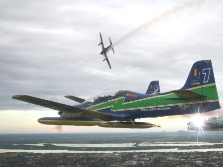 Foto de arquivo da aeronutica com avies da esquadrilha da fumaa da FAB