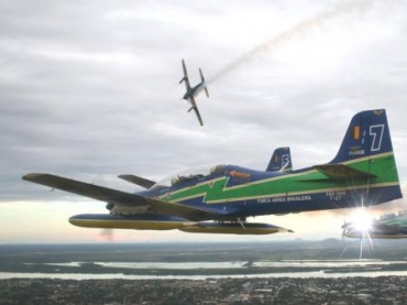 Foto de arquivo da aeronutica com avies da esquadrilha da fumaa da FAB