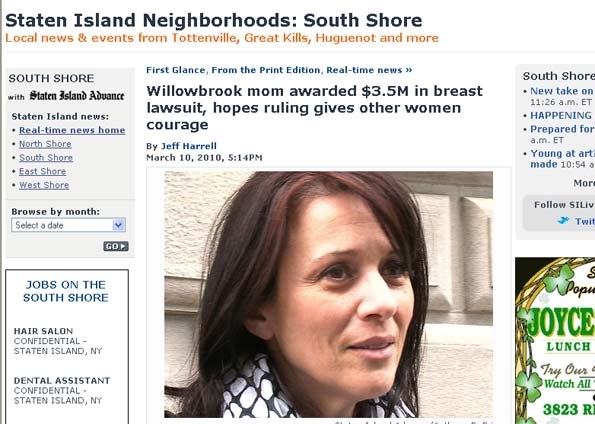 Maria Alaimo ganhou uma indenizao de US$ 3,5 milhes.