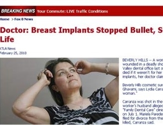 Lydia Carranza foi salva da morte por causa de seu implante de silicone nos seios. 