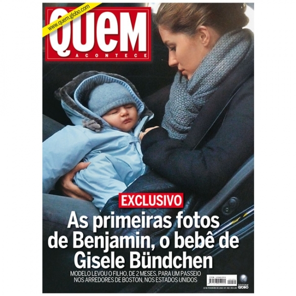 Gisele mostra rosto do filho aos dois meses em passeio