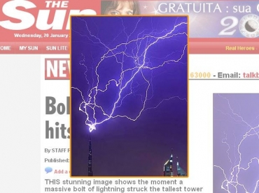 Estudante fotografava o Burj Dubai, nos Emirados rabes, quando um forte raio se chocou contra a torre do prdio