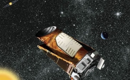 Concepção artística mostra o telescópio espacial Kepler, que busca planetas fora do Sistema Solar