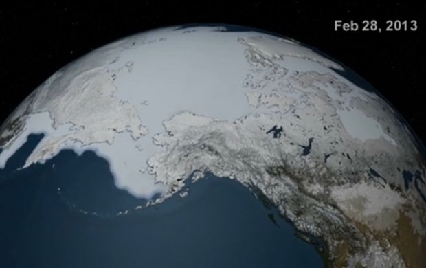 Imagem do satlite do rtico com seu maior volume de gelo no ano