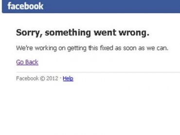 Pgina de erro apareceu para internautas que tentaram acessar a rede social